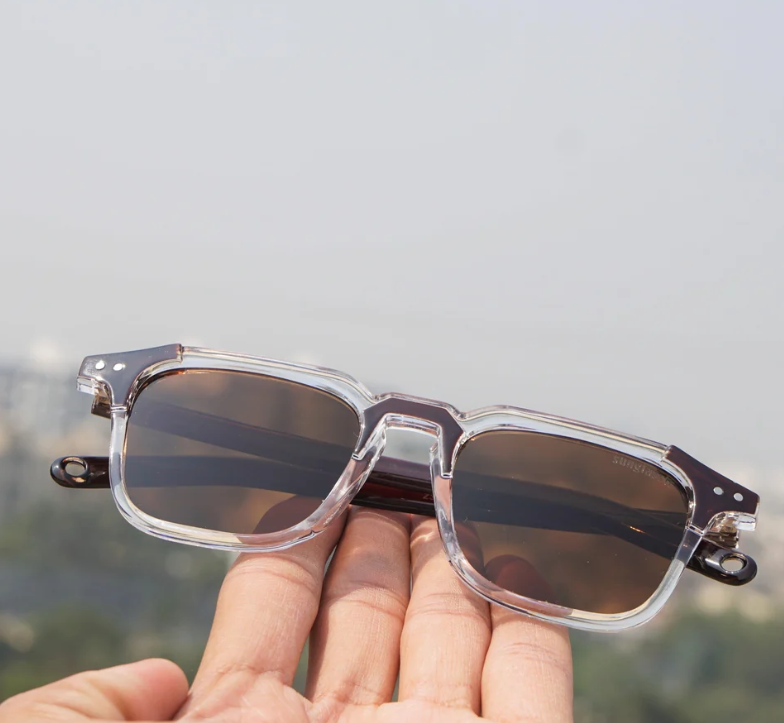 Clear Transparent Frame Sunglasses – Brown Polarized Lenses | Unisex