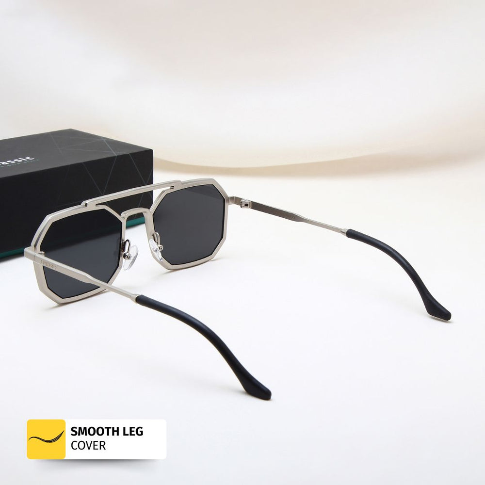 AeroFlex Silver Geometric Sunglasses | Premium Unisex UV Shades