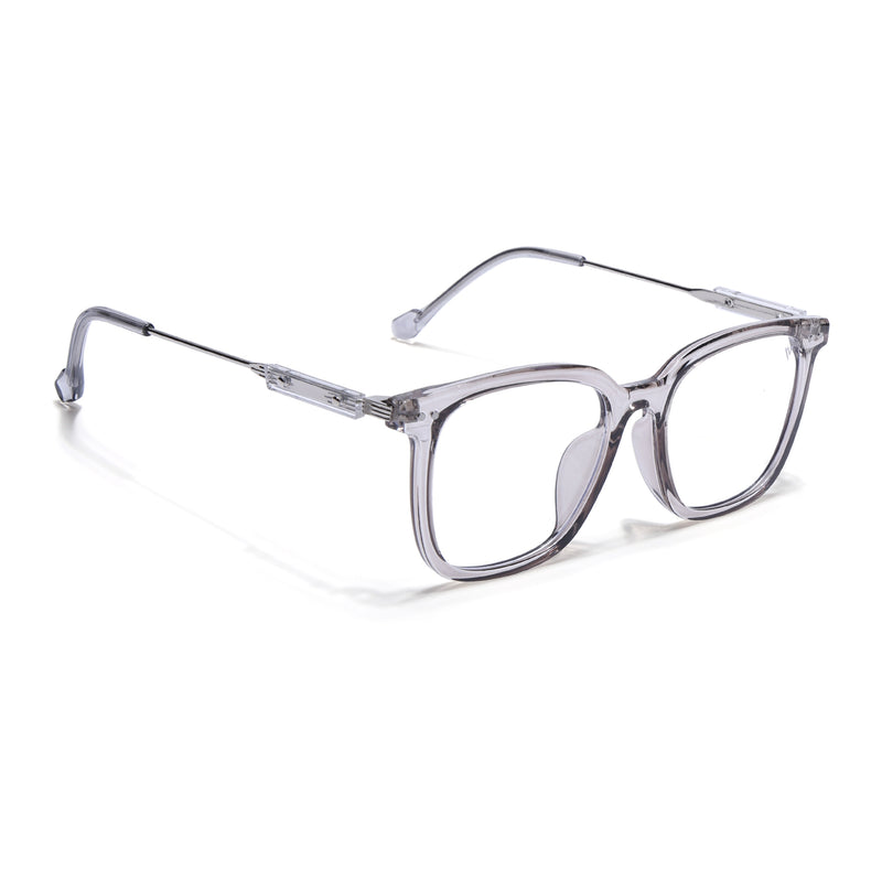 Crystal Grey Oversized Square Eyeglasses | Modern Clear Frame