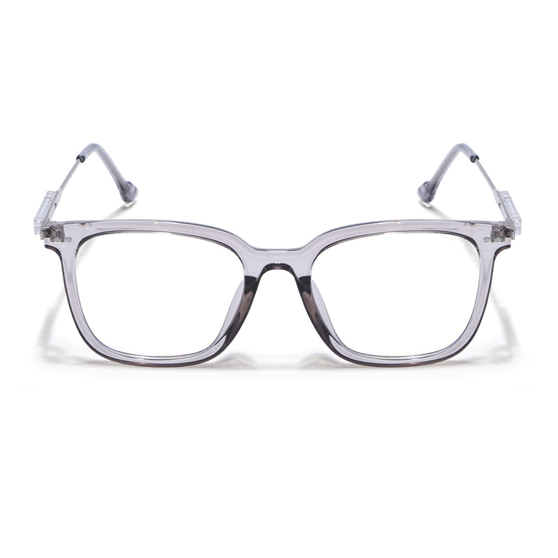 Crystal Grey Oversized Square Eyeglasses | Modern Clear Frame