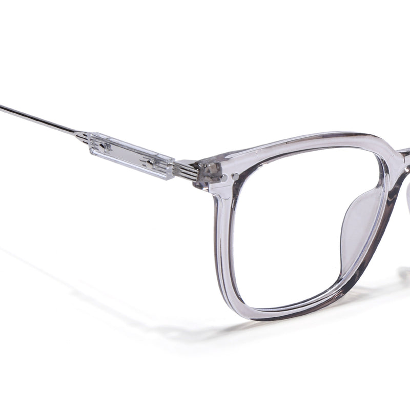 Crystal Grey Oversized Square Eyeglasses | Modern Clear Frame