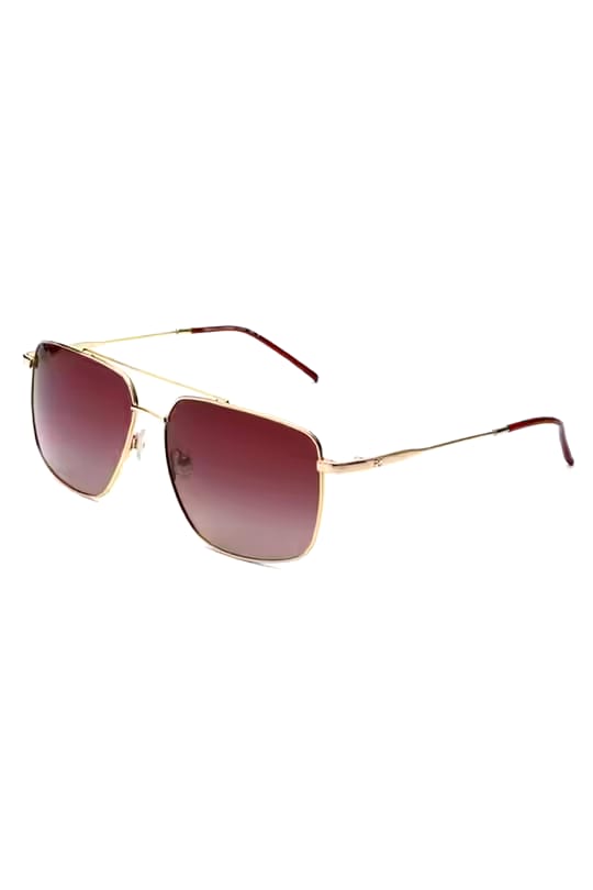 Gold Frame Gradient Brown Sunglasses | Retro Square Aviator Shades