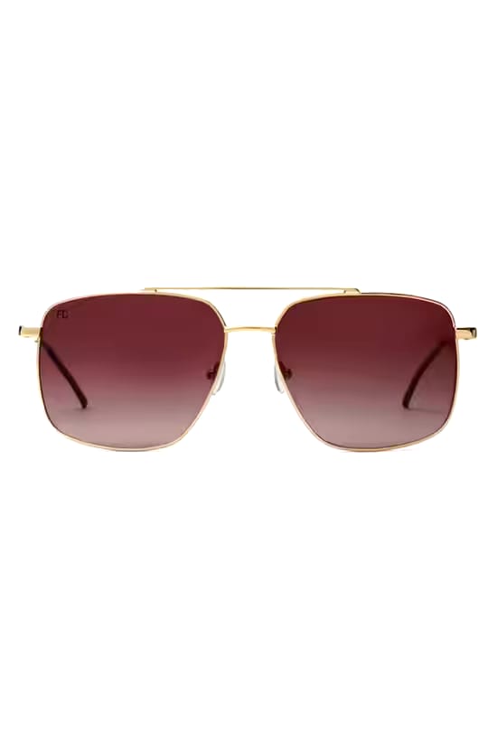 Gold Frame Gradient Brown Sunglasses | Retro Square Aviator Shades