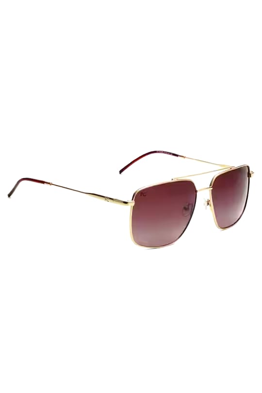 Gold Frame Gradient Brown Sunglasses | Retro Square Aviator Shades