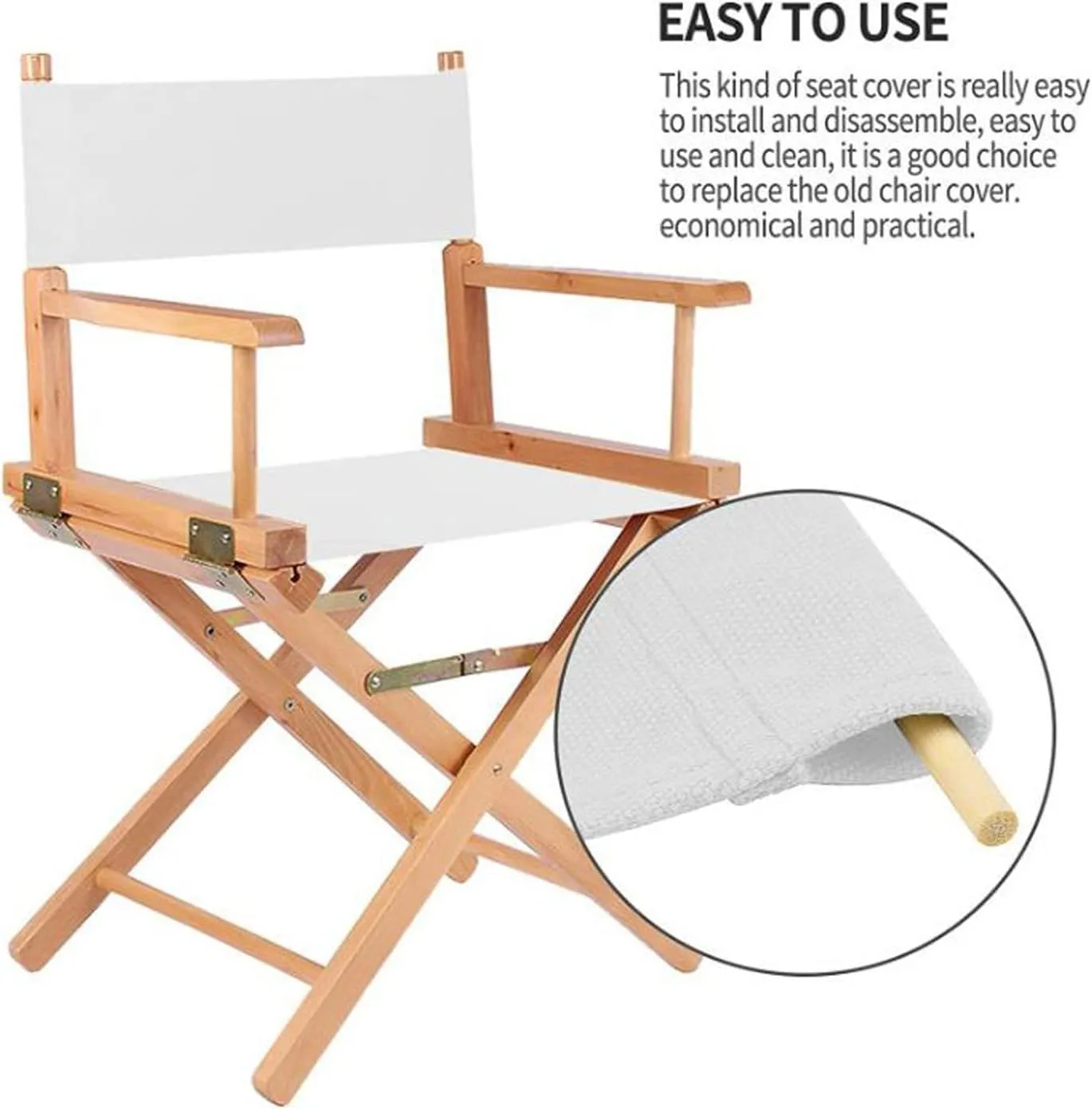 1 Set Director Chair Canvas Replacement with Wood Stick,21.2" L x 16.1" W Portable Replacement Cover Canvas for Directors Chair,Casual Home Directors Chairs Replacements Canvas(White)