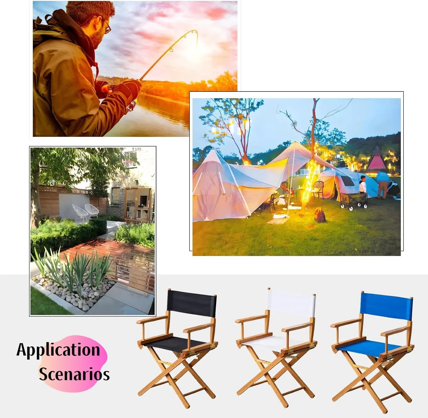 1 Set Director Chair Canvas Replacement with Wood Stick,21.2" L x 16.1" W Portable Replacement Cover Canvas for Directors Chair,Casual Home Directors Chairs Replacements Canvas(White)
