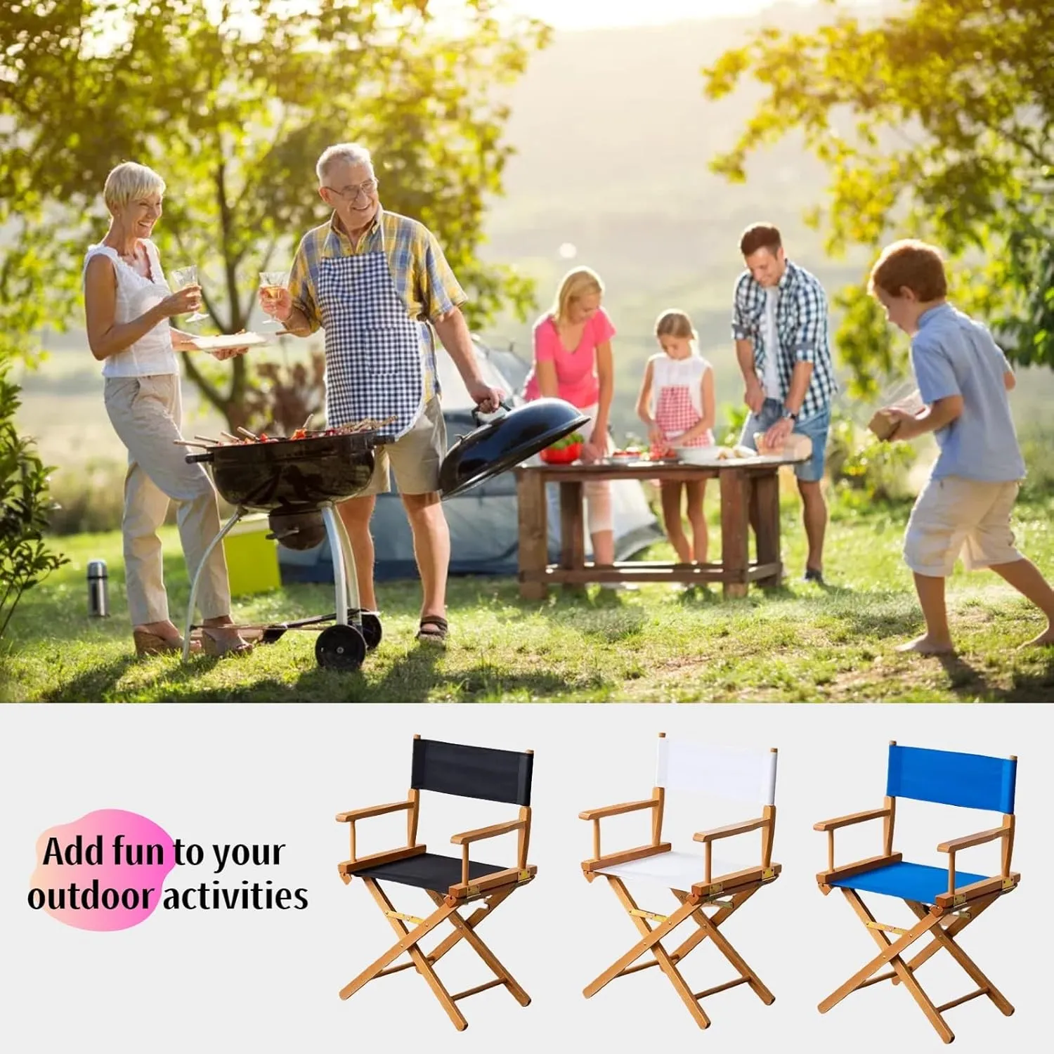 1 Set Director Chair Canvas Replacement with Wood Stick,21.2" L x 16.1" W Portable Replacement Cover Canvas for Directors Chair,Casual Home Directors Chairs Replacements Canvas(White)