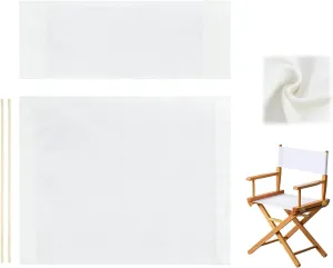 1 Set Director Chair Canvas Replacement with Wood Stick,21.2" L x 16.1" W Portable Replacement Cover Canvas for Directors Chair,Casual Home Directors Chairs Replacements Canvas(White)