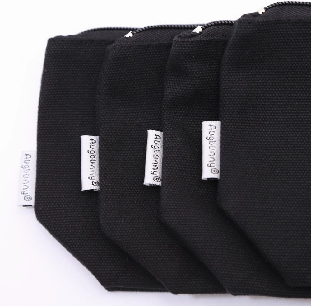 100% Cotton 16oz Heavy Duty Multi-Purpose Canvas Zipper Cosmetics Makeup Travel Toiletry Organizing Pouch 4-Pack