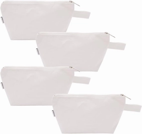 100% Cotton 16oz Heavy Duty Multi-Purpose Canvas Zipper Cosmetics Makeup Travel Toiletry Organizing Pouch 4-Pack