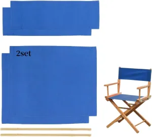 2 Set Director Chair Canvas Replacement with Wood Stick,21.2" L x 16.1" W/21.2X 7.8 Portable Replacement Cover Canvas for Directors Chair，Casual Director Chair Replacement Canvas (Blue)