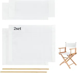 2 Set Director Chair Canvas Replacement with Wood Stick,21.2" L x 16.1" W/21.2X 7.8 Portable Replacement Cover Canvas for Directors Chair，Casual Director Chair Replacement Canvas (White)