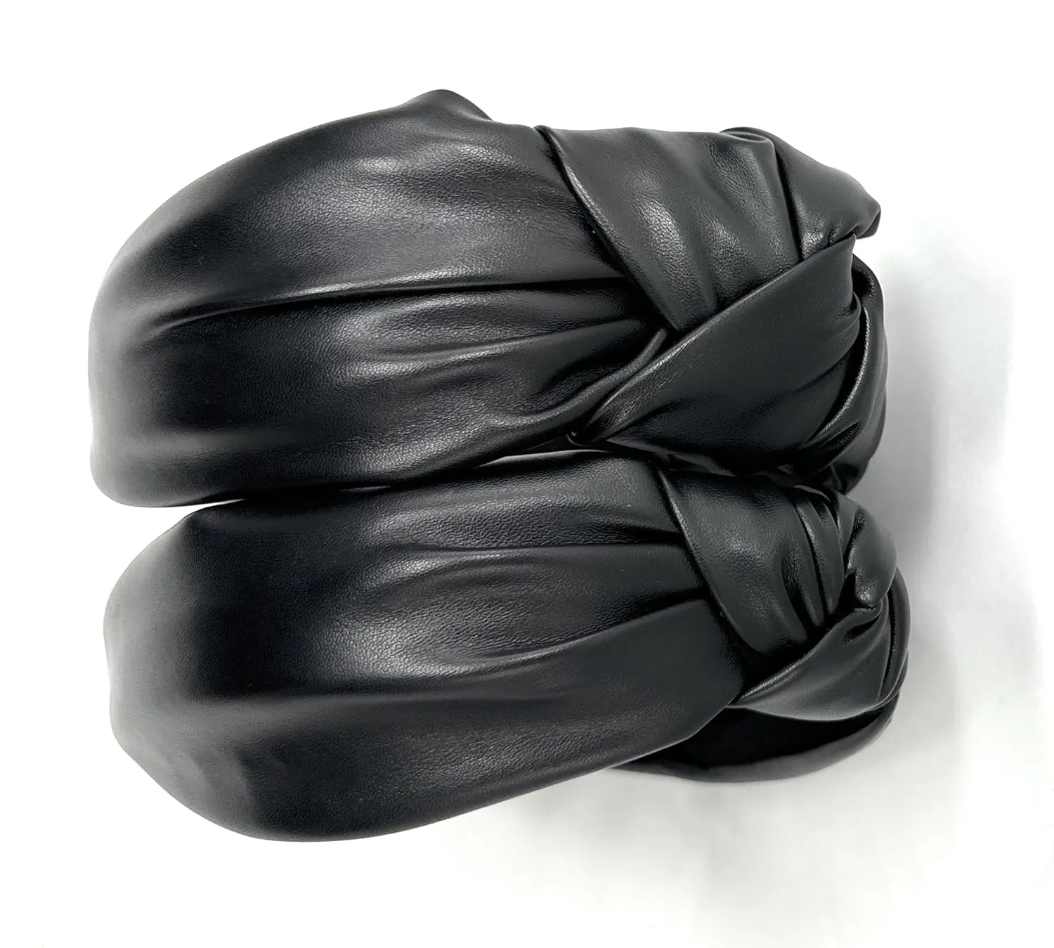 2.5 Inches Thick Black Leather Headbands for Women Goes with Everything, Classy Knotted Headband for Women is a Fashion Designer Top Knot Head band