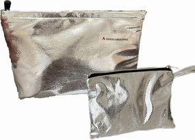 2 Pcs Makeup Bag for Women Large Capacity PU Cosmetic Bag Set Travel Toiletry Bag Silver Glitter Cute Makeup Pouch for Purse Portable Organizer Travel Accessories