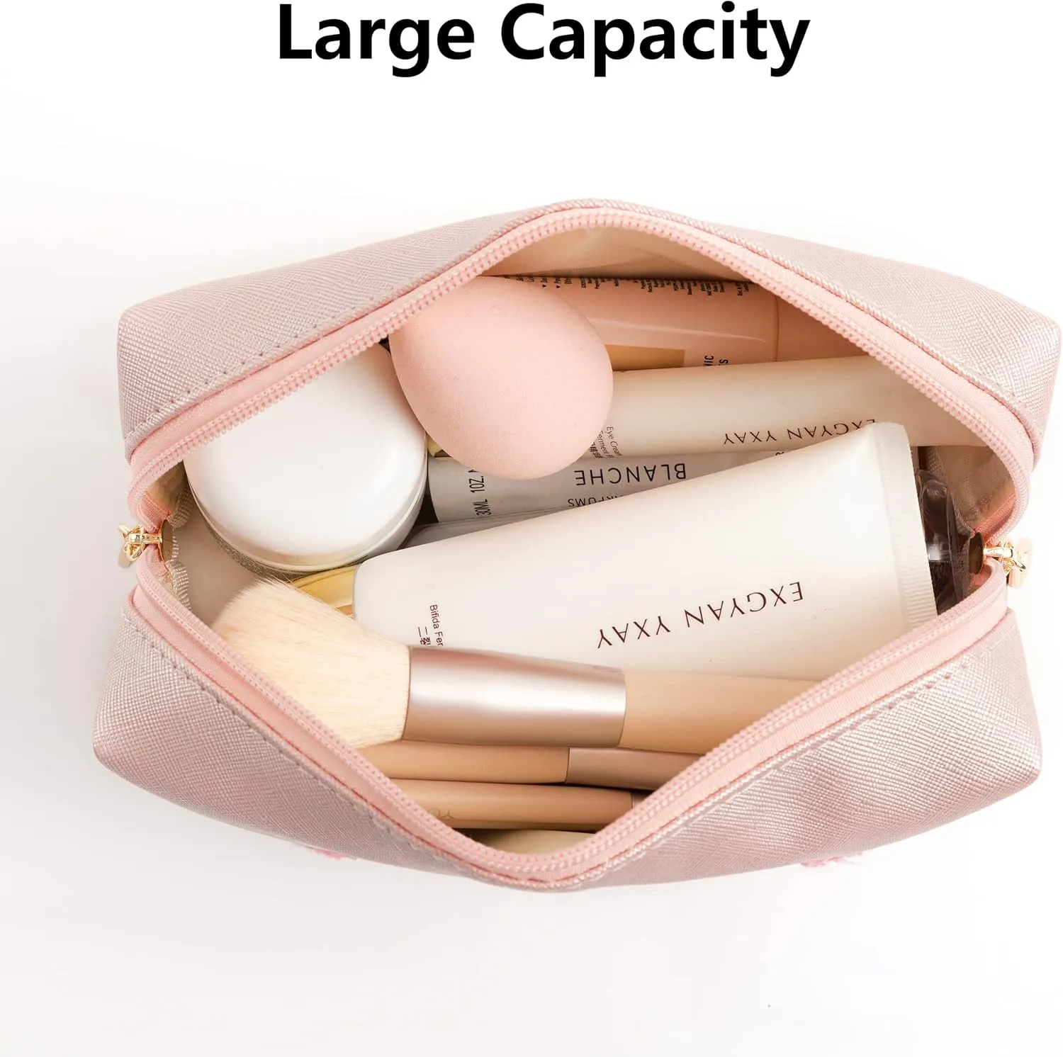 3PCS Preppy Makeup Bag for Women Travel Toiletry Bag Chenille Letter Cosmetic Bag PU Leather Waterproof Pouch Cute Zipper Organizer, Skin, Hair and Face