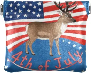 4th Of July Independence Day Brown Reindeer Women's Small Leather Change Purse Portable Pocket Purse Makeup Bag for Men Women Travel