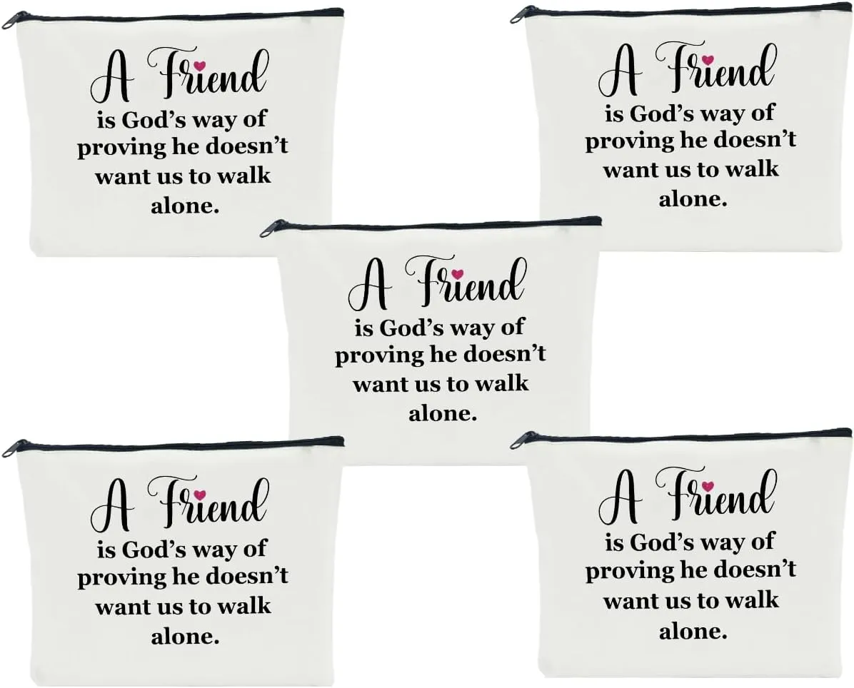 5 PCS Friendship Gifts for Women, Best Friend, Bestie, Sister, Female, Daughter - Graduation, Christmas, Birthday Cosmetic Bag Travel Toiletry Bag