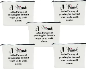 5 PCS Friendship Gifts for Women, Best Friend, Bestie, Sister, Female, Daughter - Graduation, Christmas, Birthday Cosmetic Bag Travel Toiletry Bag