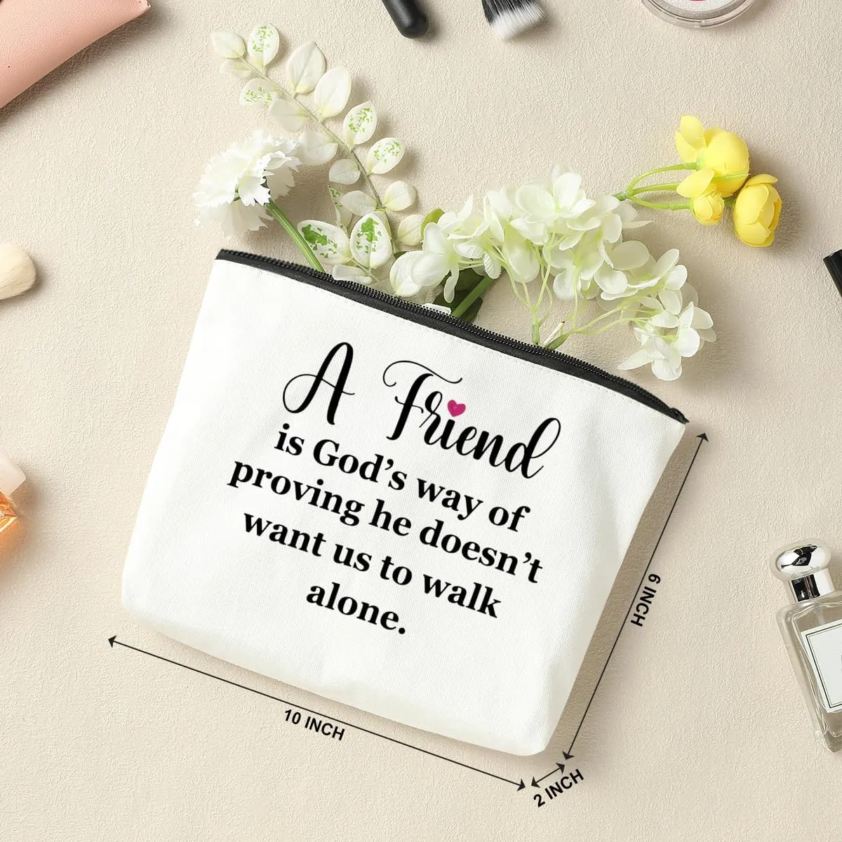 5 PCS Friendship Gifts for Women, Best Friend, Bestie, Sister, Female, Daughter - Graduation, Christmas, Birthday Cosmetic Bag Travel Toiletry Bag