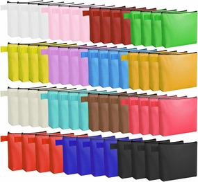 60 Pcs Canvas Makeup Bags Bulk Multi-Purpose Cosmetic Bag with Zipper Multi-Purpose Blank Travel Toiletry Bag Plain Blank Colored Bag for Travel Girls Pencil Craft, 15 Colors (9.8 x 5 x 2 Inch)