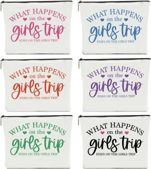 6Pcs Girls Trip Gifts Favors Girls Weekend Gifts for Women Makeup Bag Cosmetic Bag Girls Trip Essentials Weekend Bag Coin Purse for Friend Girl Lady Daughter Coworker Graduation Christmas Birthday