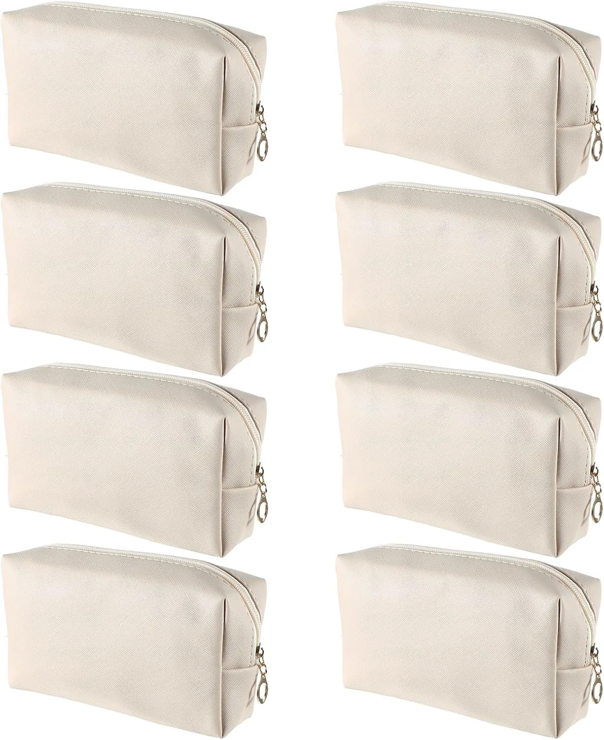 8 Pcs Makeup Bag Pu Leather Makeup Bag Beige Waterproof Small Toiletry Bag Preppy Portable Cosmetic Organizer Purse for Lady Women Daily Storage Travel Organizer