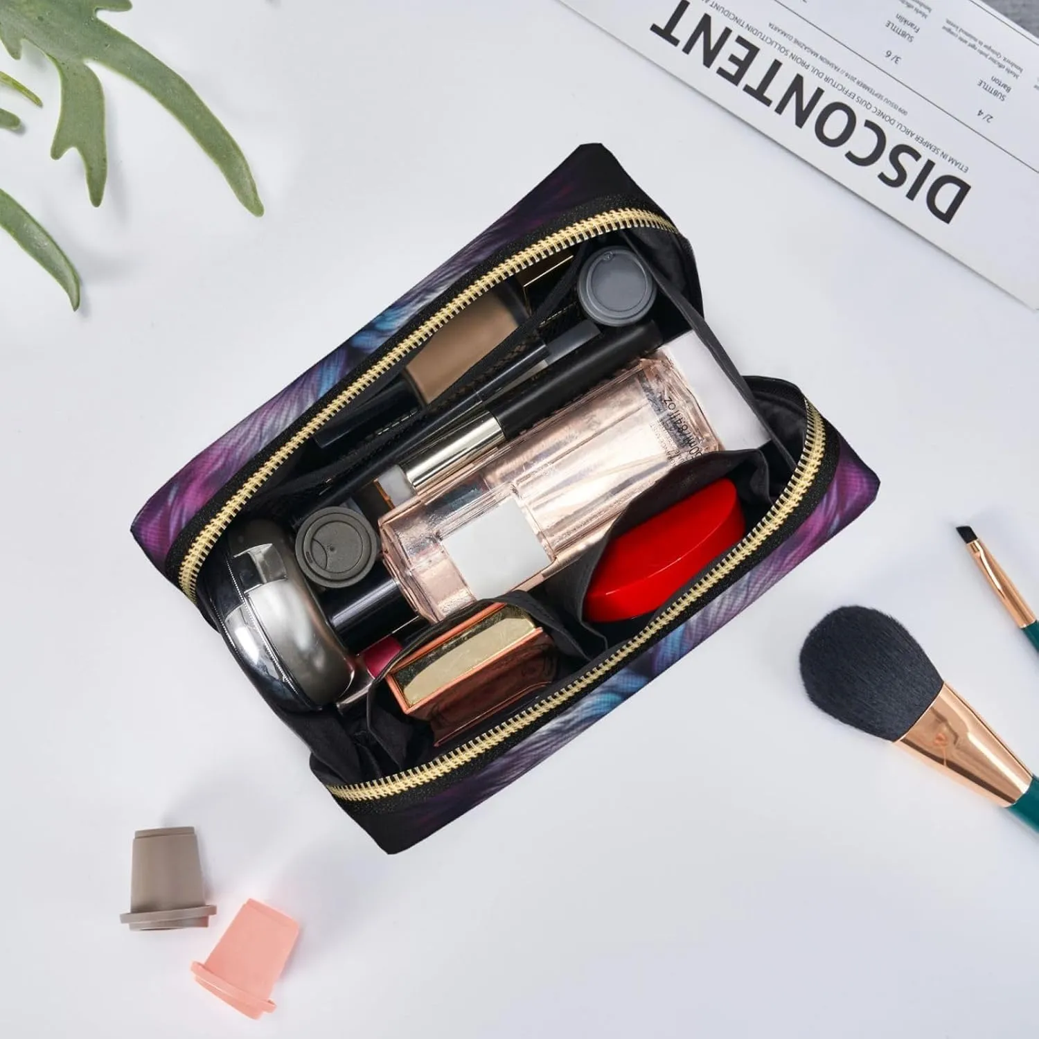A Blue And Red Wolfmakeup Bag Organizer,Toiletry Cosmetic Bag,Zipper Pouch Brushes Storage Case(Large), CMC-11878