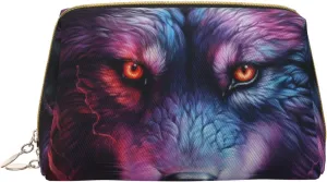 A Blue And Red Wolfmakeup Bag Organizer,Toiletry Cosmetic Bag,Zipper Pouch Brushes Storage Case(Large), CMC-11878