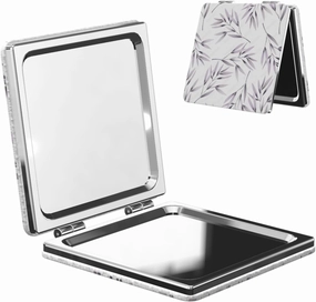 Abstract Leaves Watercolor Style Women Mini Cosmetic Mirror Folding Portable Pocket Makeup Mirror