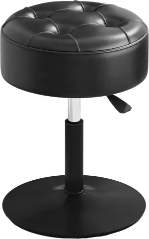 ACEQLYT® Adjustable Black Vanity Stool, Swivel Vanity Chair for Makeup Room, Small Stool Chair for Vanity Bathroom Living Room, Round Ottoman Makeup Chair, PU Leather
