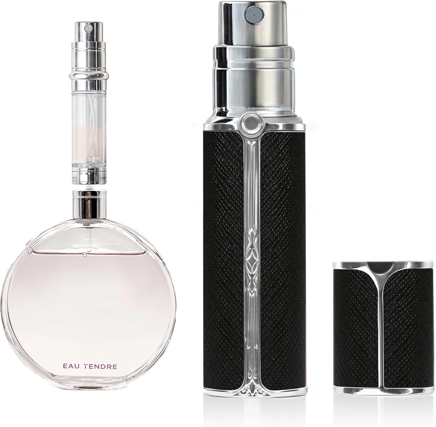 AF01BK Leather Perfume atomiser, 5ml Bottom Fill Travel Perfume Bottle, Refillable Perfume Dispenser for Women & Men (Black 5ml)