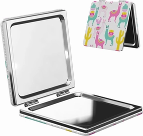 Alpaca White Llama Women Small Pocket Mirror Travel Cosmetic Mirror Folding Handheld Makeup Mirror
