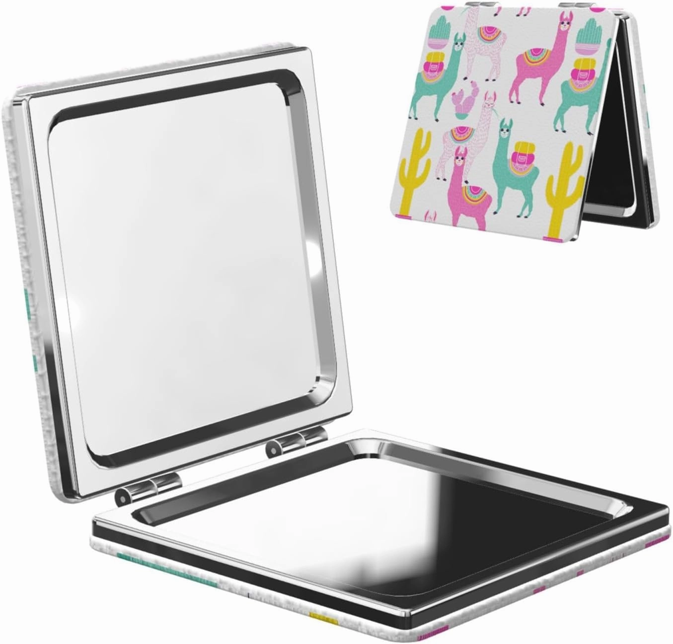 Alpaca White Llama Women Small Pocket Mirror Travel Cosmetic Mirror Folding Handheld Makeup Mirror