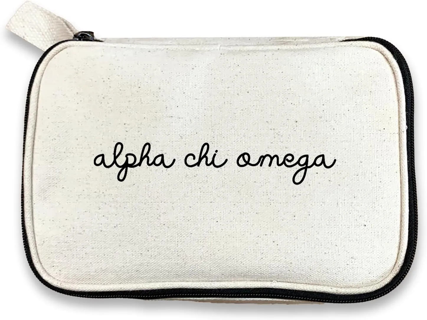 Alpha Chi Omega Sorority Makeup Bag – Script Font Cosmetic Pouch for Big Little, Travel, Toiletries & Greek Life Gifts