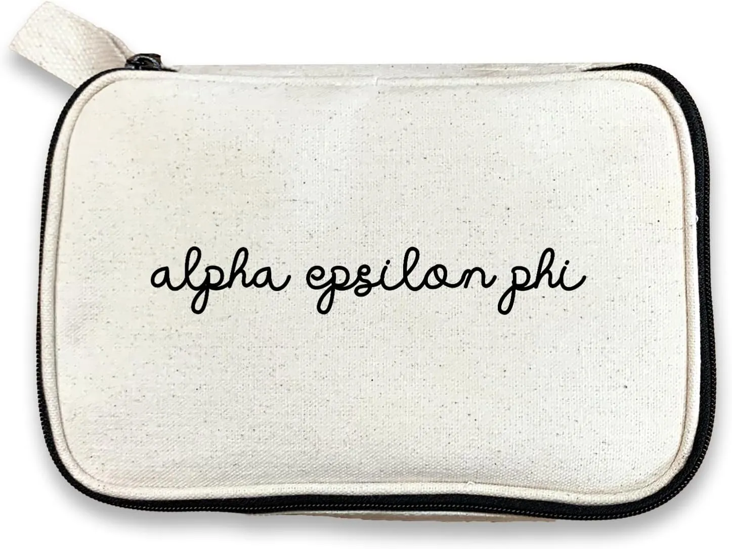 Alpha Epsilon Phi Sorority Makeup Bag – Script Font Cosmetic Pouch for Big Little, Travel, Toiletries & Greek Life Gifts