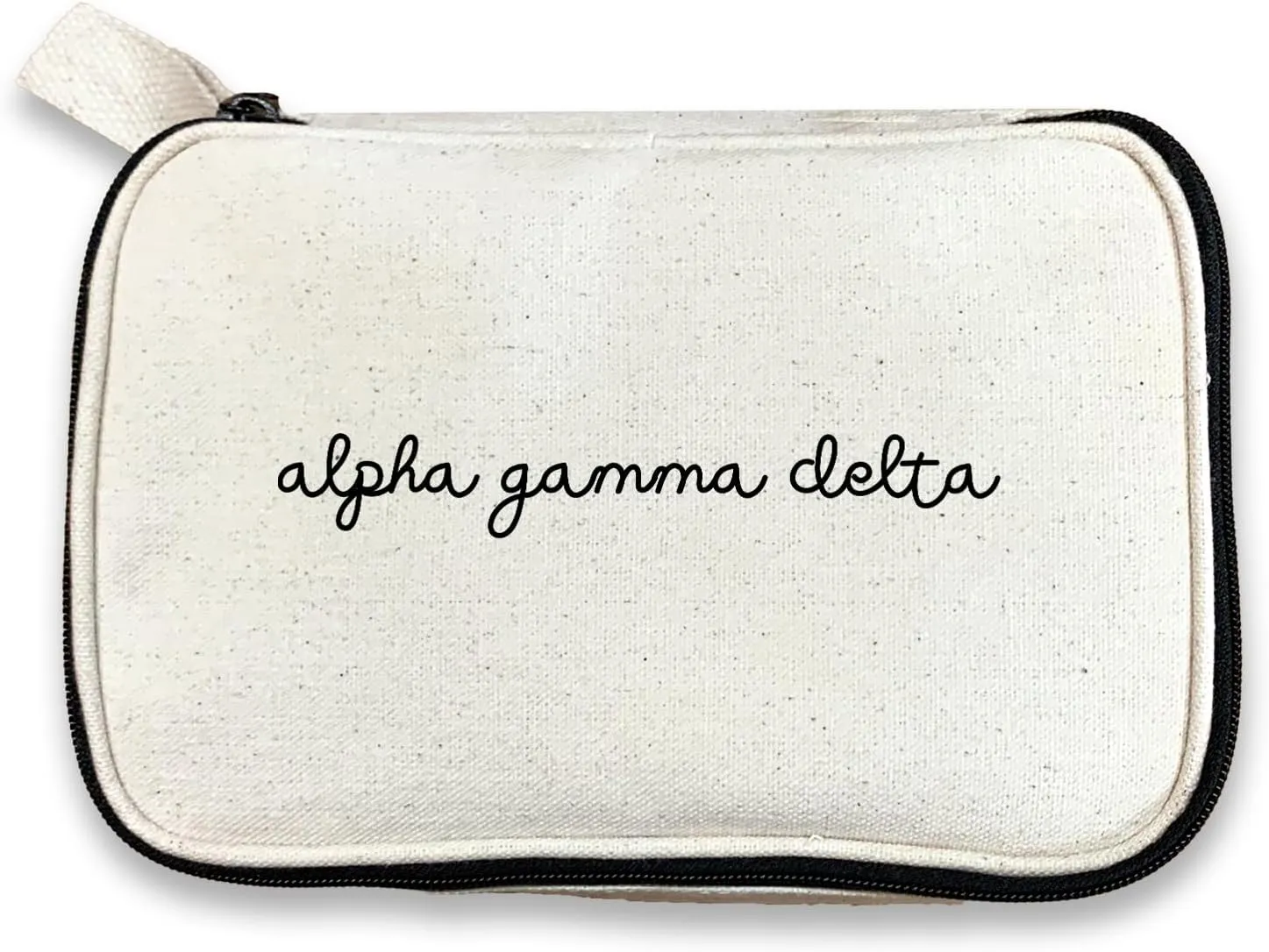 Alpha Gamma Delta Sorority Makeup Bag – Script Font Cosmetic Pouch for Big Little, Travel, Toiletries & Greek Life Gifts