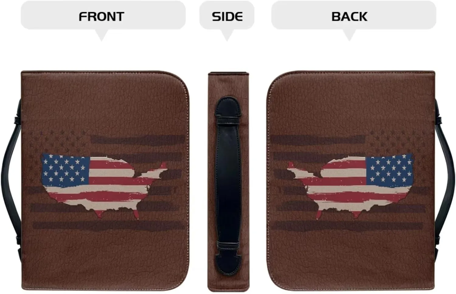 American Flag Leather Bible Cover for Men and Women Perfect Christian Gift Bible Carrying Case for Women and Girls Large Size Bible Protective Bag with Handle and Zipper