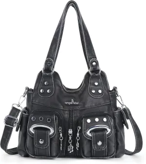 Angel Kiss Purses for Women Small Hobo Crossbody Bags Multi-Pocket Vegan Leather Hobo Handbags Tote Bag with Crossbody Strap