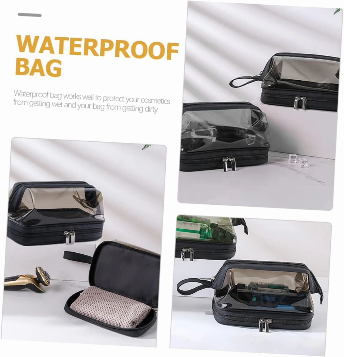 Angoily Transparent Cosmetic Bag Portable Travel Makeup Stand, As Shown, 22.5X16.5X12.5CM