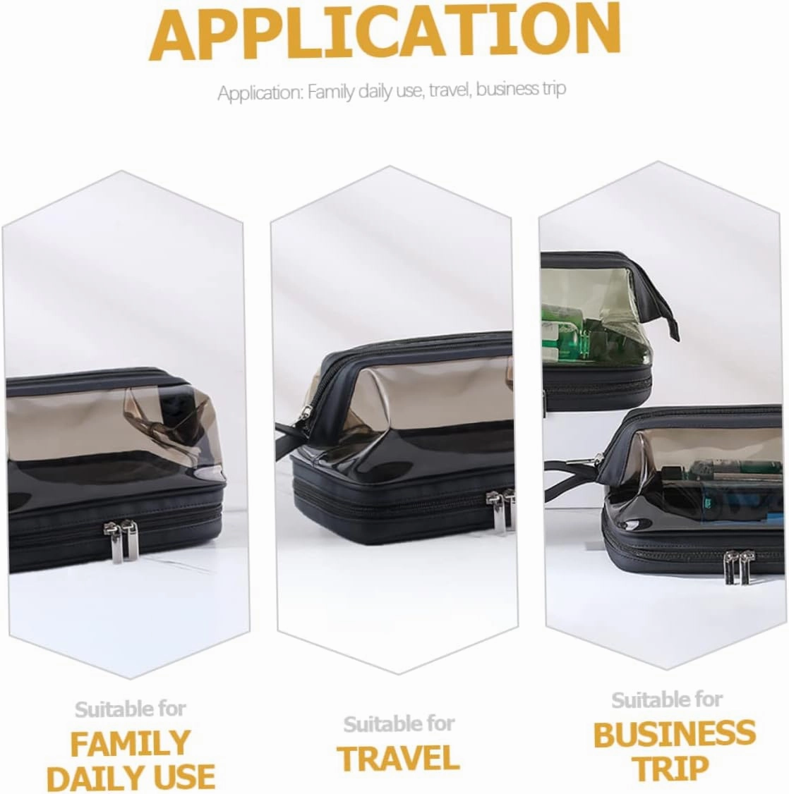 Angoily Transparent Cosmetic Bag Portable Travel Makeup Stand, As Shown, 22.5X16.5X12.5CM