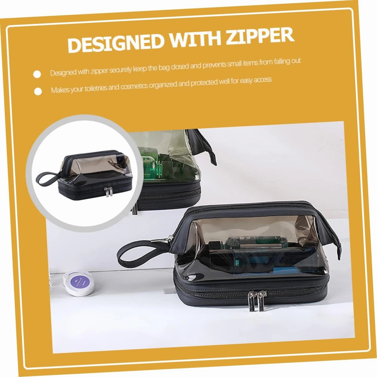 Angoily Transparent Cosmetic Bag Portable Travel Makeup Stand, As Shown, 22.5X16.5X12.5CM