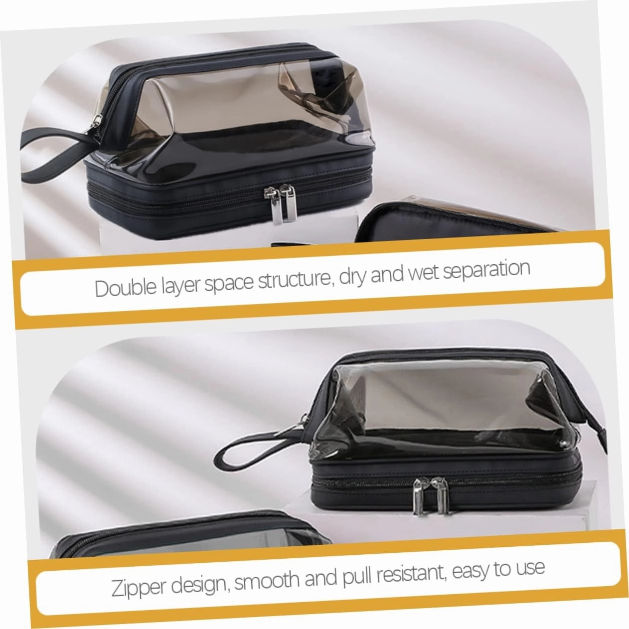 Angoily Transparent Cosmetic Bag Portable Travel Makeup Stand, As Shown, 22.5X16.5X12.5CM