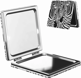 Animal Zebra Women Small Pocket Makeup Mirror Compact Portable Folding Handheld Makeup Mirror