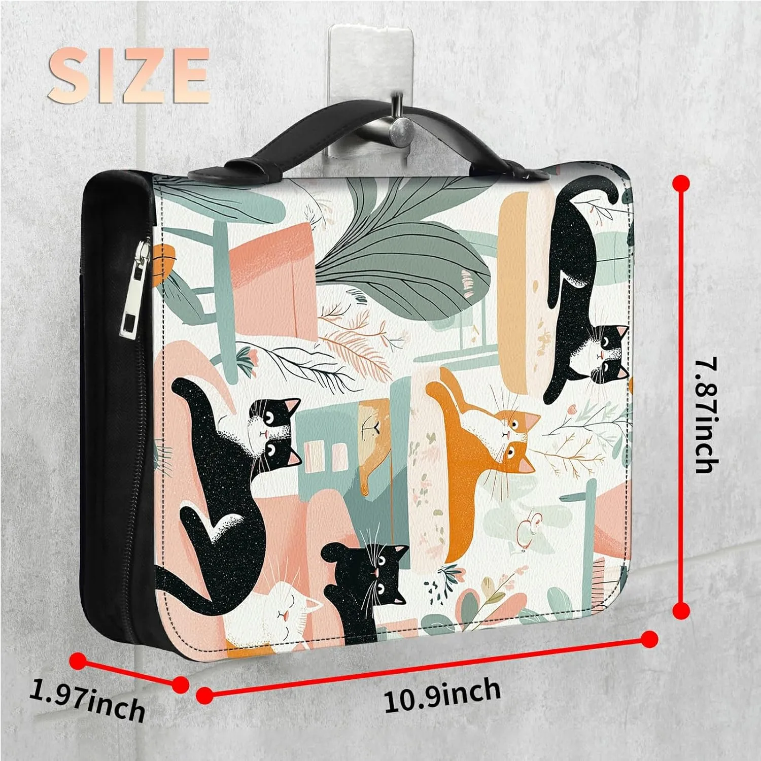 Art Cats Bible Cover, Large Bible Protector Case Handle Carrying Bible Tote Bag with Zippered and Inner Organizing Pockets Christian Gifts for Men Women