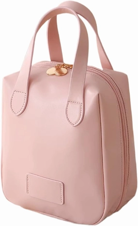 Atlodas Premium Makeup Bag, Portable Puffer Cosmetic Bag for Women with Compartments Large Capacity Travel Makeup Bag for Purse (Pink)