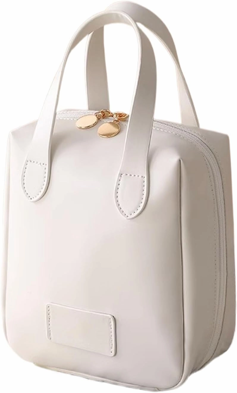 Atlodas Premium Makeup Bag, Portable Puffer Cosmetic Bag for Women with Compartments Large Capacity Travel Makeup Bag for Purse (White)