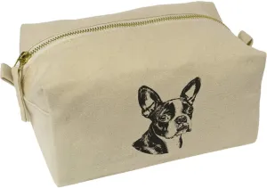 Azeeda 'Boston Terrier Portrait' Canvas Wash Bag/Makeup Case (CS00044408)