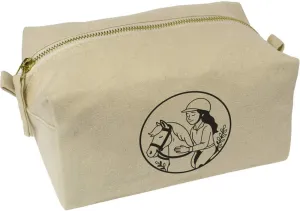 Azeeda 'Horse Rider' Canvas Wash Bag/Makeup Case (CS00044533)