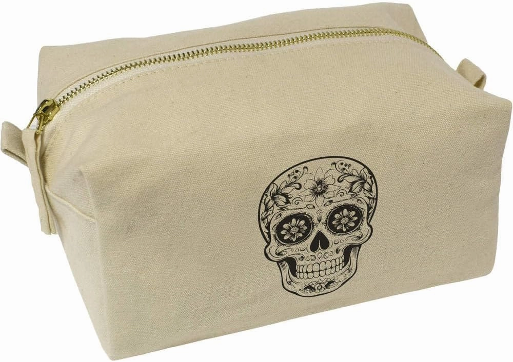 Azeeda 'Halloween Sugar Skull' Canvas Wash Bag/Makeup Case (CS00042585)