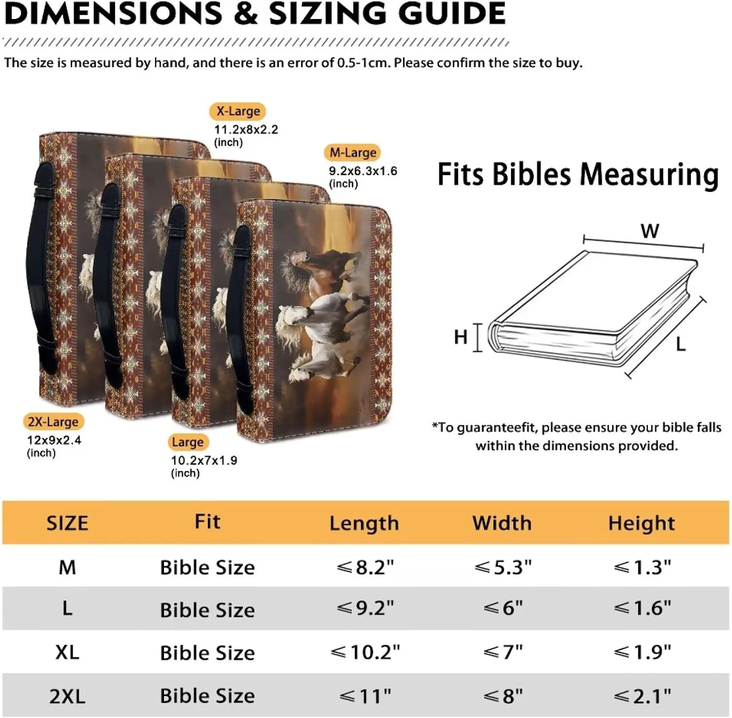 Aztec Horse Printed Bible Cover for Women Men Large Capacity Bible Accessories Bible Case Book Cover Carrier Organizer Leather Bible Bag with Handle, XXL